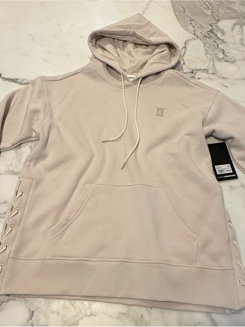 Faith Connexion Crystal Gray/Magnolia Lace-Up Fleece Hoodie